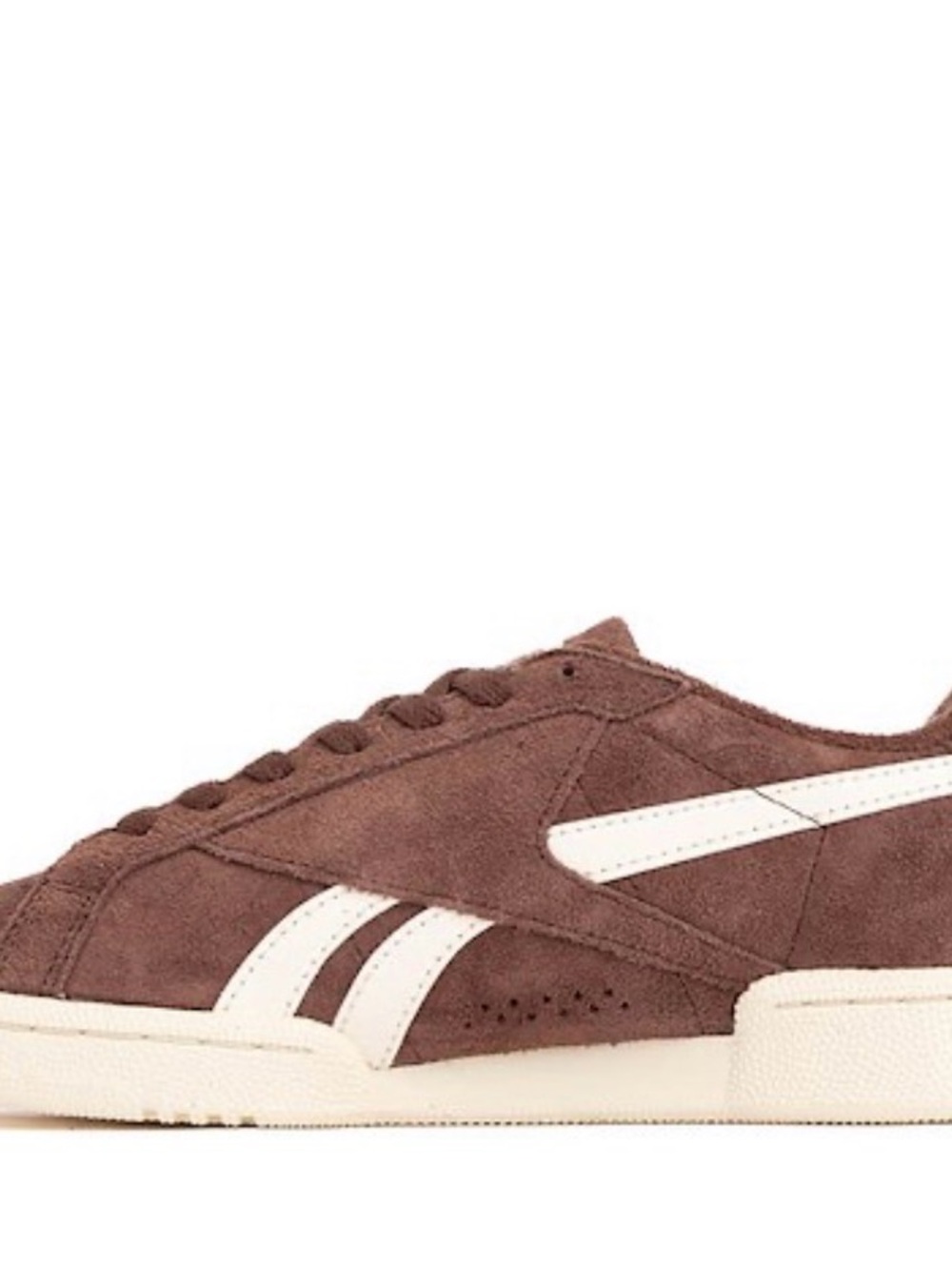Reebok Brown Suede Low-Top Sneaker with White Stripes (club C Grounds) - Picture 2 of 8
